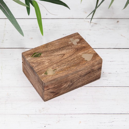 Wooden playing card deck case - wooden,