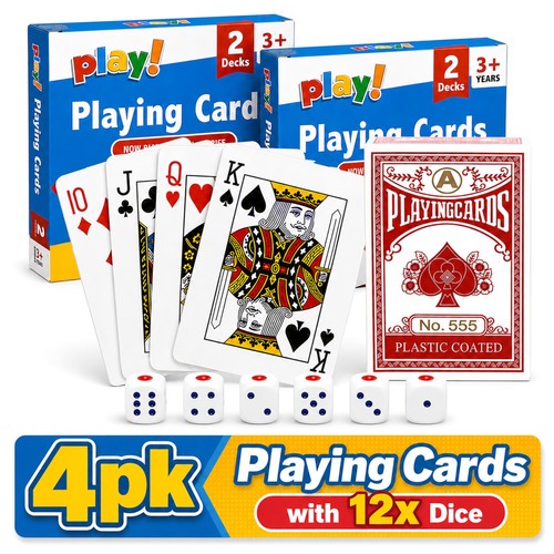 4pk playing cards with - with, dice