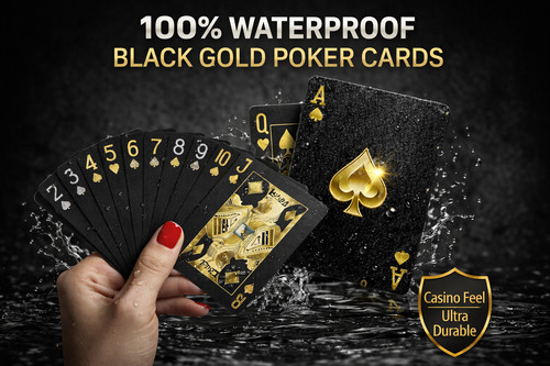 Black gold waterproof playing - black,